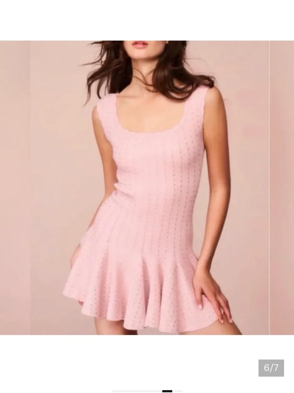 🩷LoveShackFancy AUTHENTIC Pink Ruffle-Hem Mini Dress - Picture 6 of 6